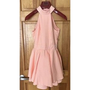 Lulu’s Dress Rehearsal Skater Mini Dress S Halter Sleeveless Bright Peach Formal